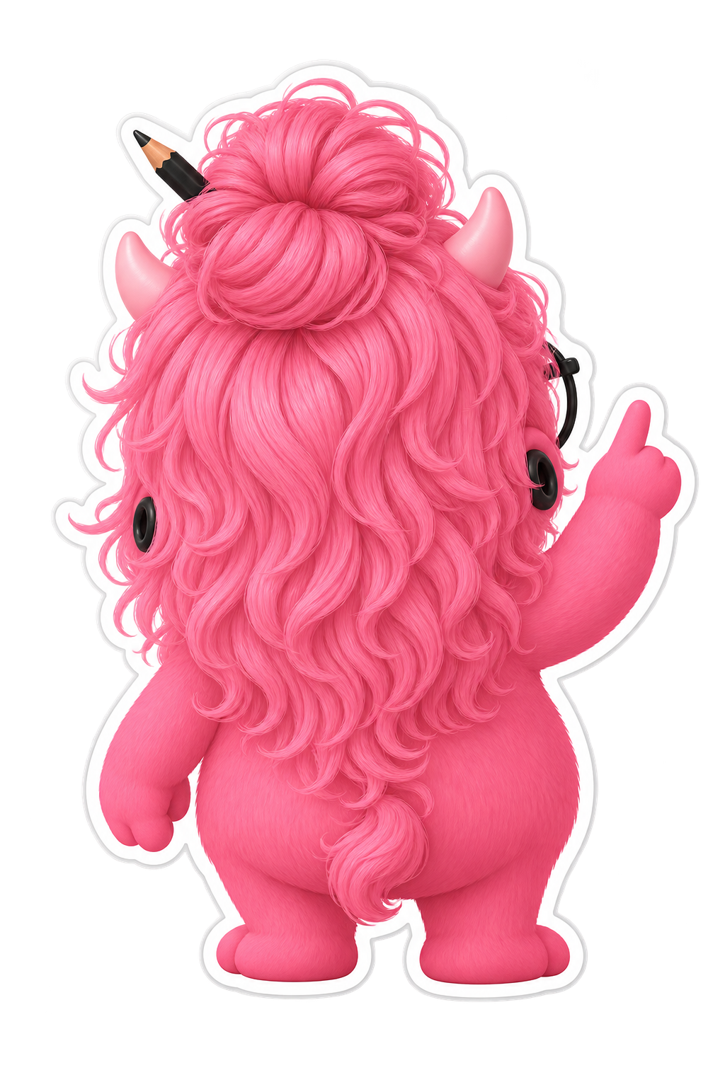 Bia's pink monster investigating the character map